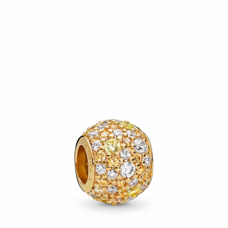 Pandora Shine™ Golden Mix Pavé Charm Ireland - 18ct Gold Plated/Yellow/Cubic Zirconia - 015368DYF